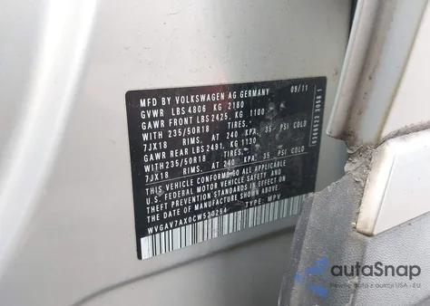 2012 Volkswagen Tiguan Se z USA, uszkodzony, nr VIN WVGAV7AX0CW520254